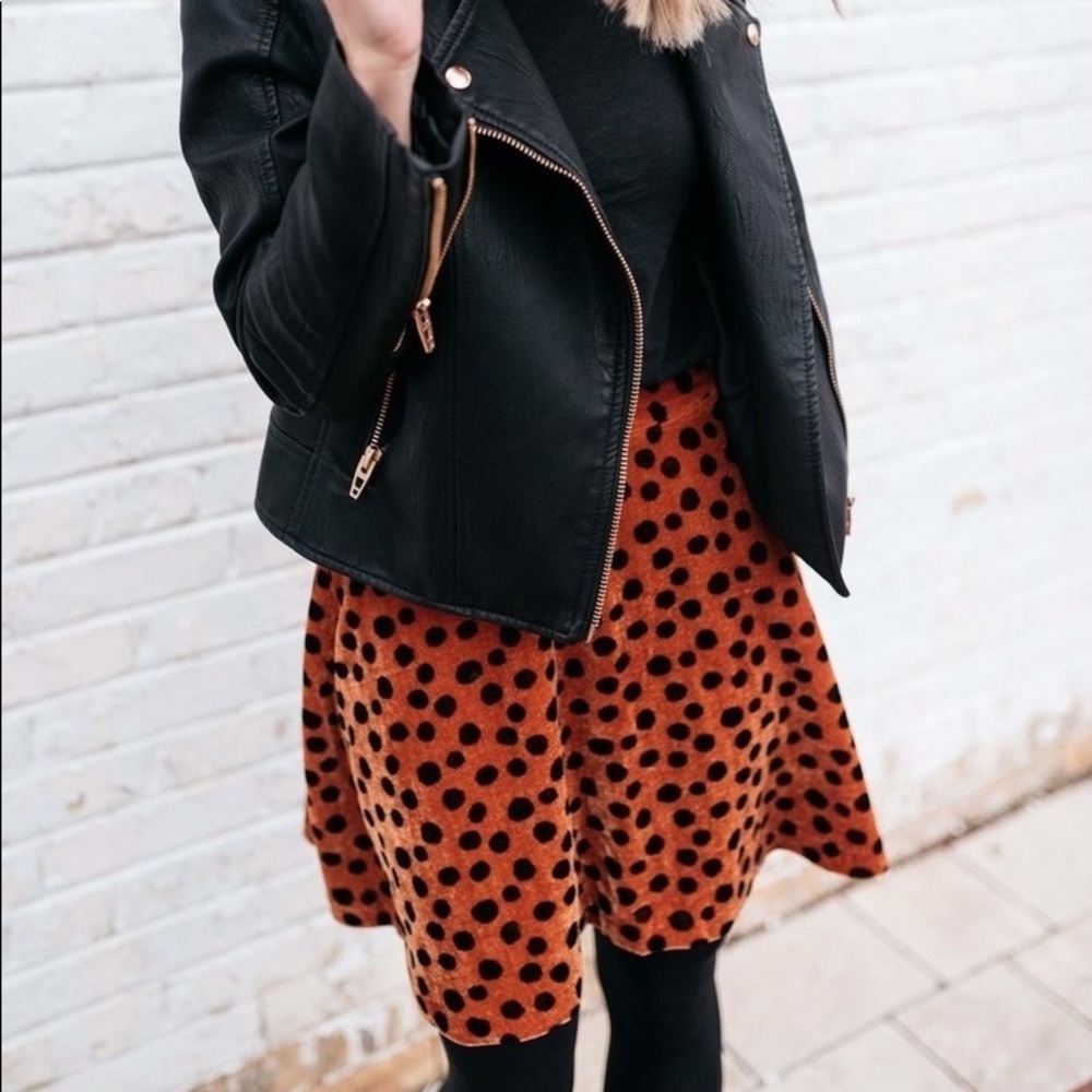 Madewell Velvet Circle Mini Skirt, Leopard Dot NWT